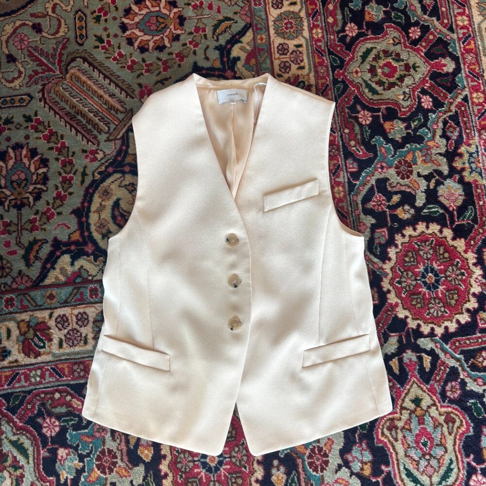 Vince Tailored Silk-Blend Vest – Size 8 – BRAND NEW